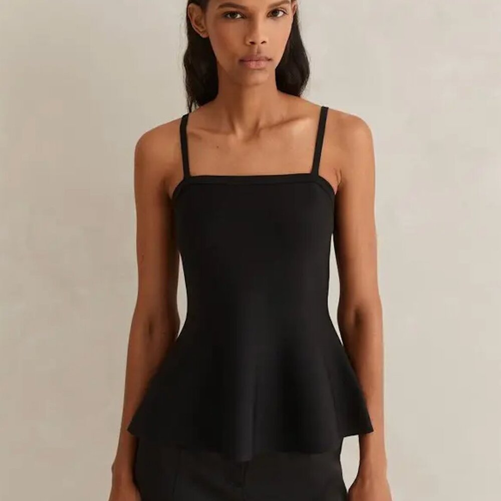 Me + Em Structure Peplum Knit Top Black